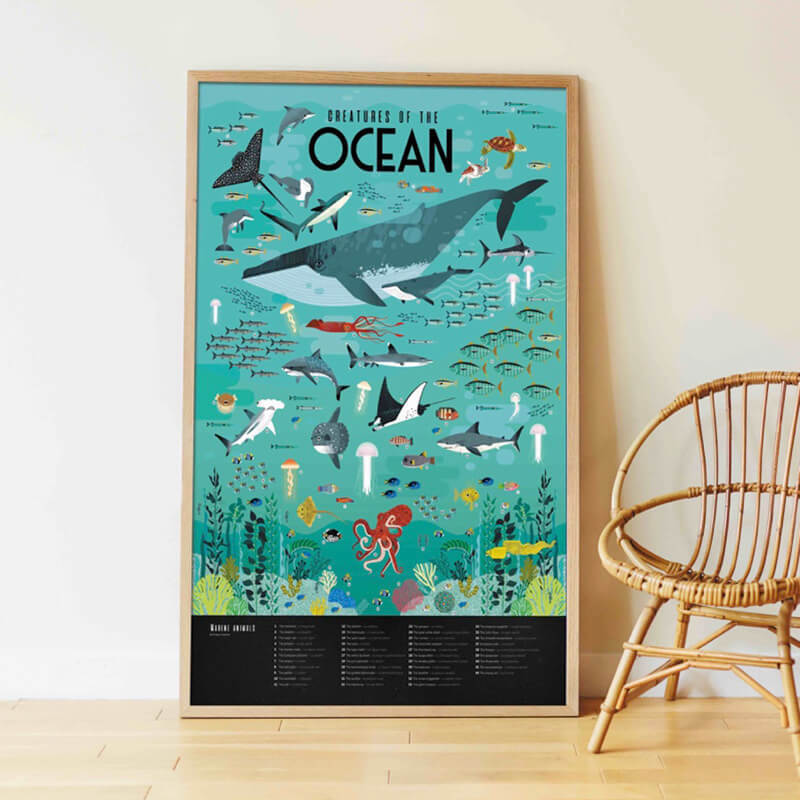 Animals of the Oceans Illustrated Poster with 59 Stickers additional image