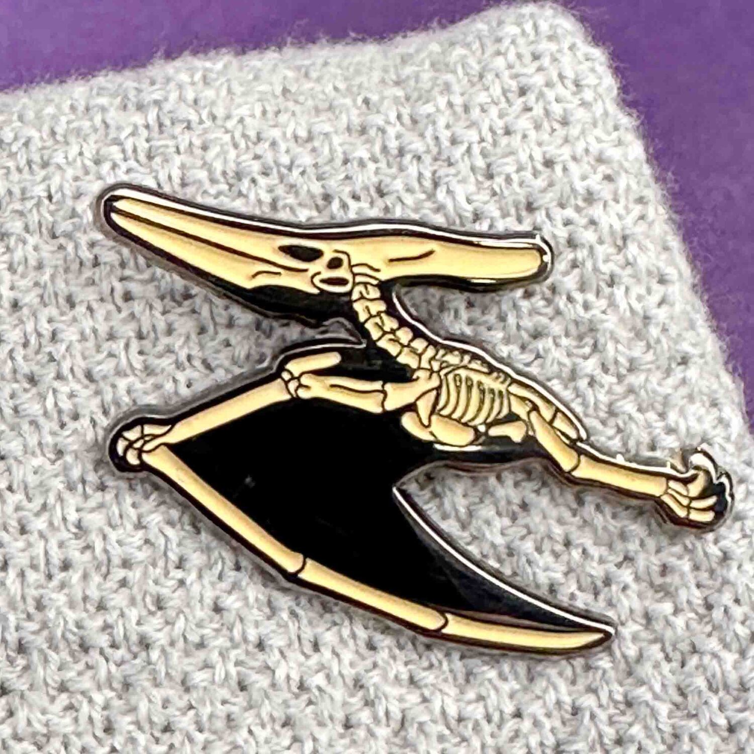 Glowing Dinosaur Skeleton Pteranodon Enamel Pin additional image