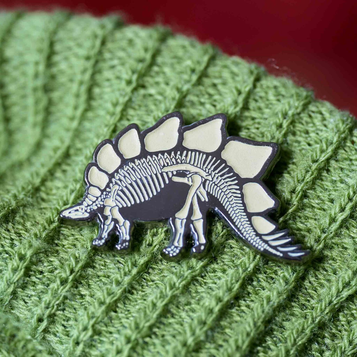 Glowing Dinosaur Skeleton Stegosaurus Enamel Pin additional image