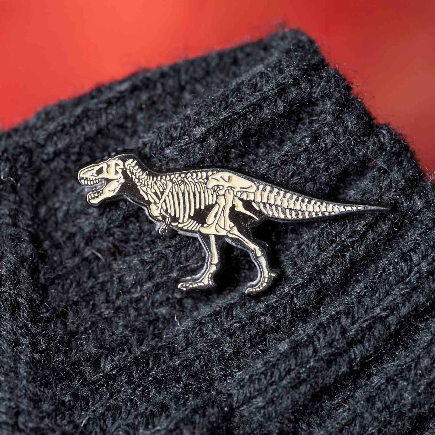 Glowing Dinosaur Skeleton Tyrannosaurus Enamel Pin additional image