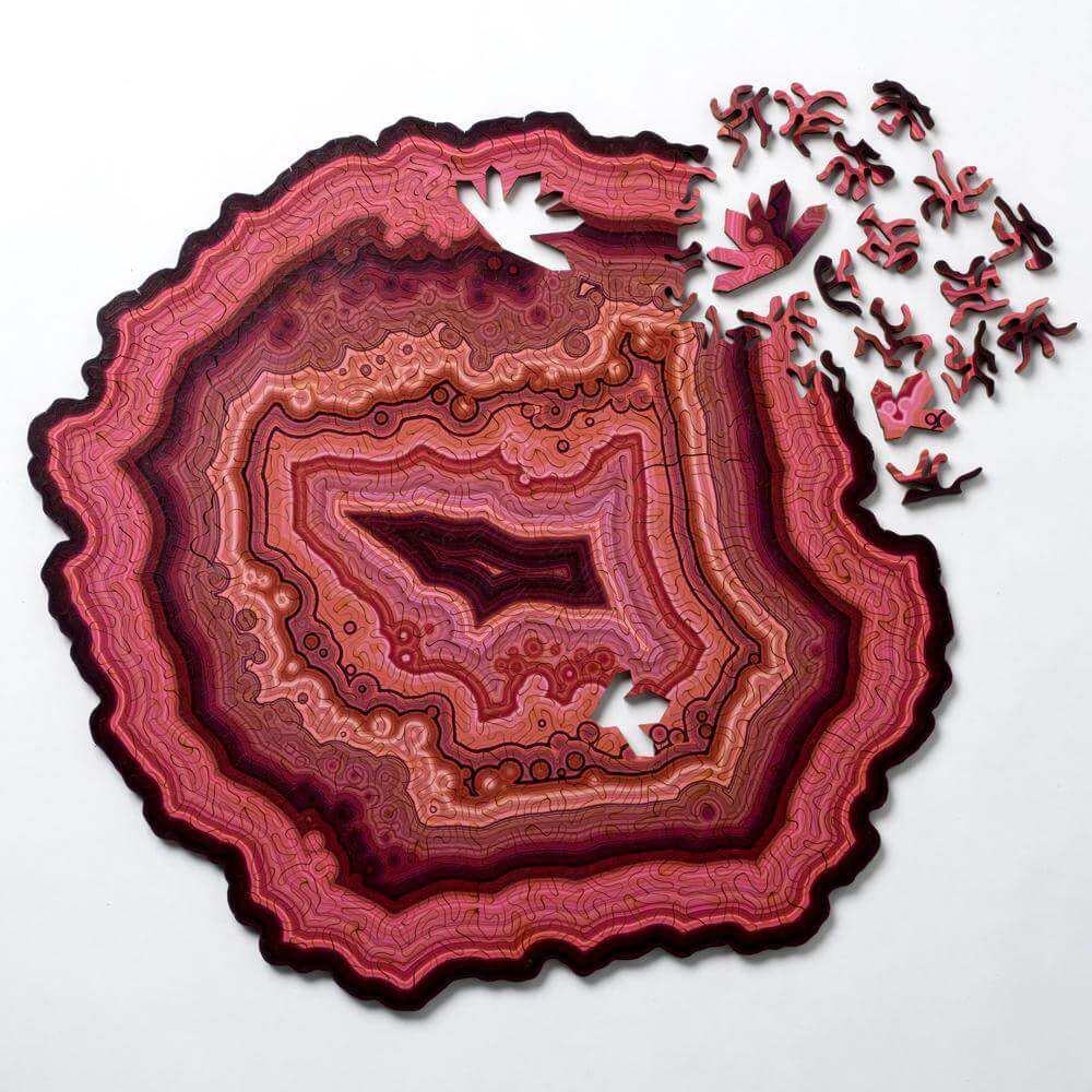 Orbicular Geode Wooden Puzzle [Colour: Purple Pink] additional image