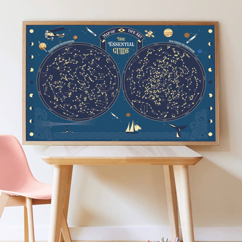 SkyMap with Phosphorescent Stars Poster with 640 Stickers additional image