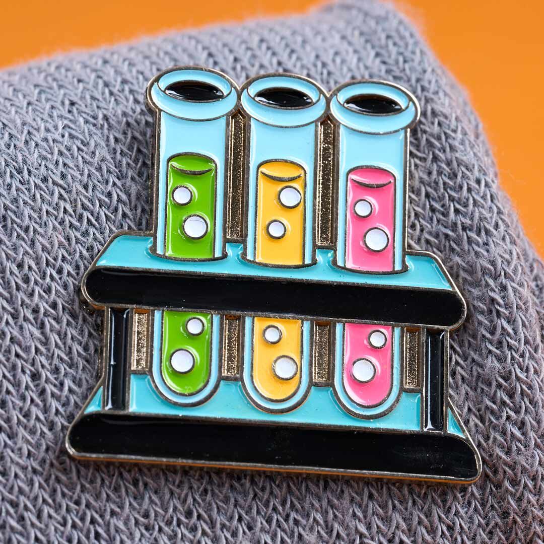 Test Tube Rack Enamel Pin additional image