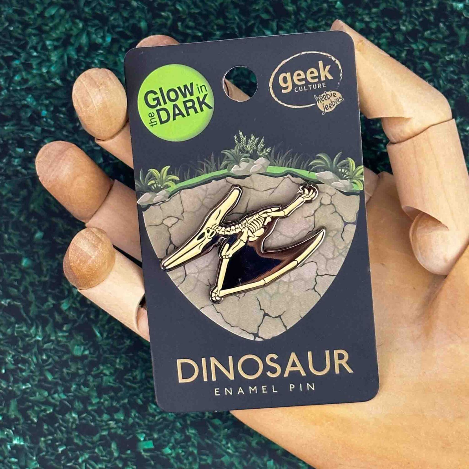 Glowing Dinosaur Skeleton Pteranodon Enamel Pin additional image