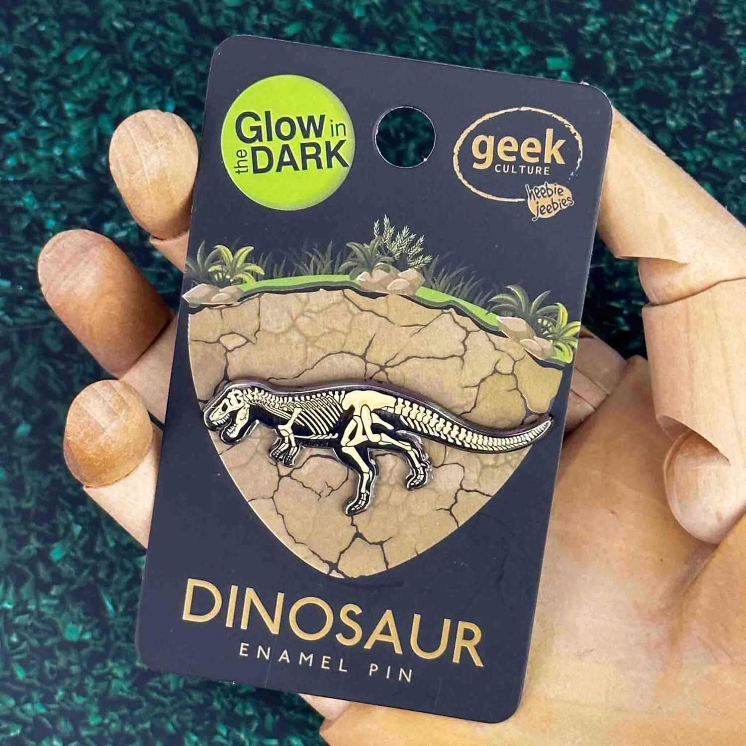 Glowing Dinosaur Skeleton Tyrannosaurus Enamel Pin additional image