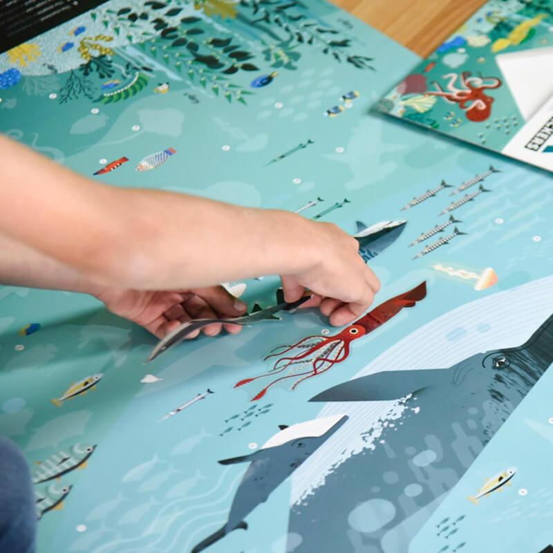 Animals of the Oceans Illustrated Poster with 59 Stickers additional image