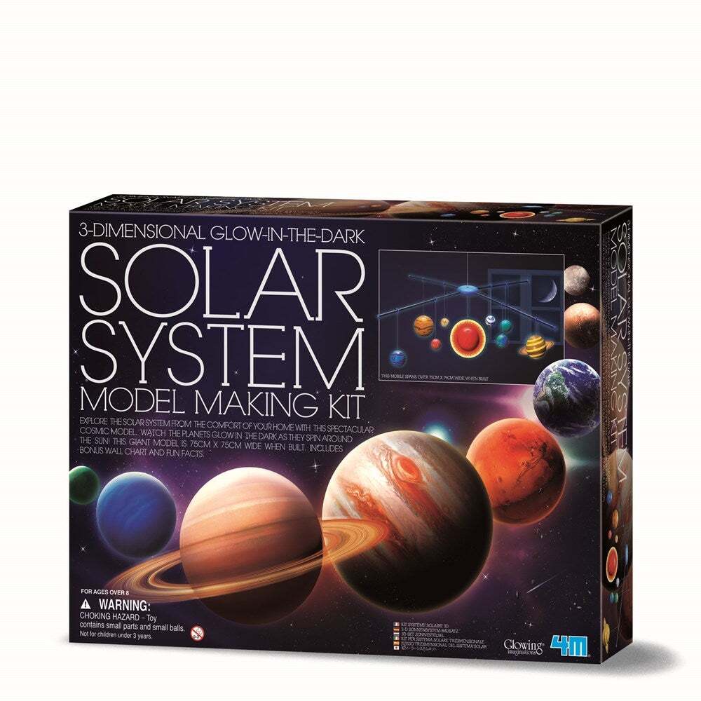 4M Solar System Toys Mobile Kit - Make A 3D Glowing Cosmic Mobile
